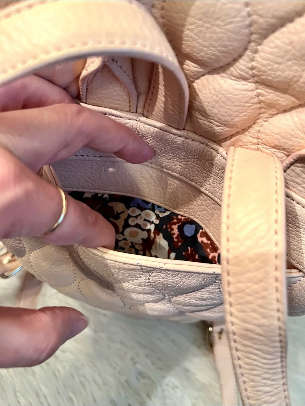 Vera Bradley Quilted Amy Pink Leather Backpack